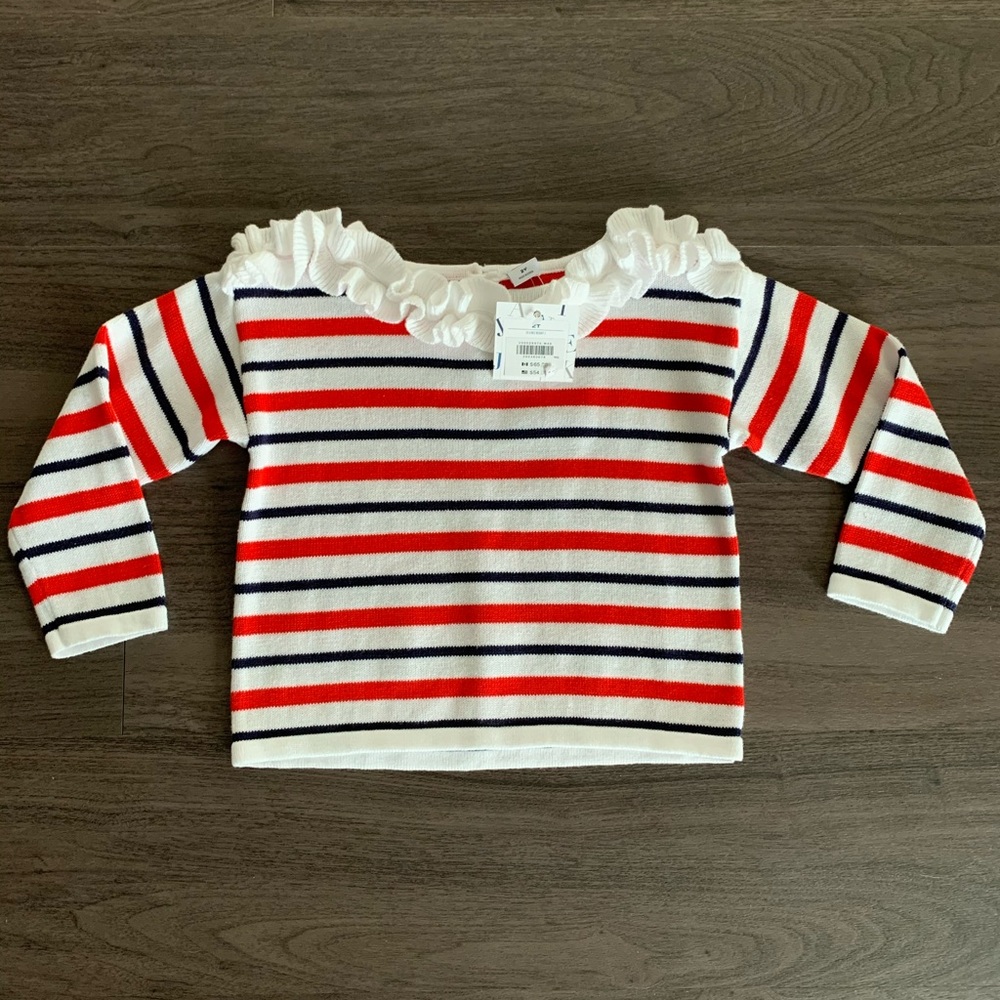 Janie and Jack Striped Ruffle Sweater 2T